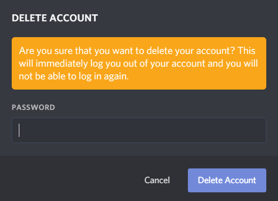 long does it take to delete a discord account