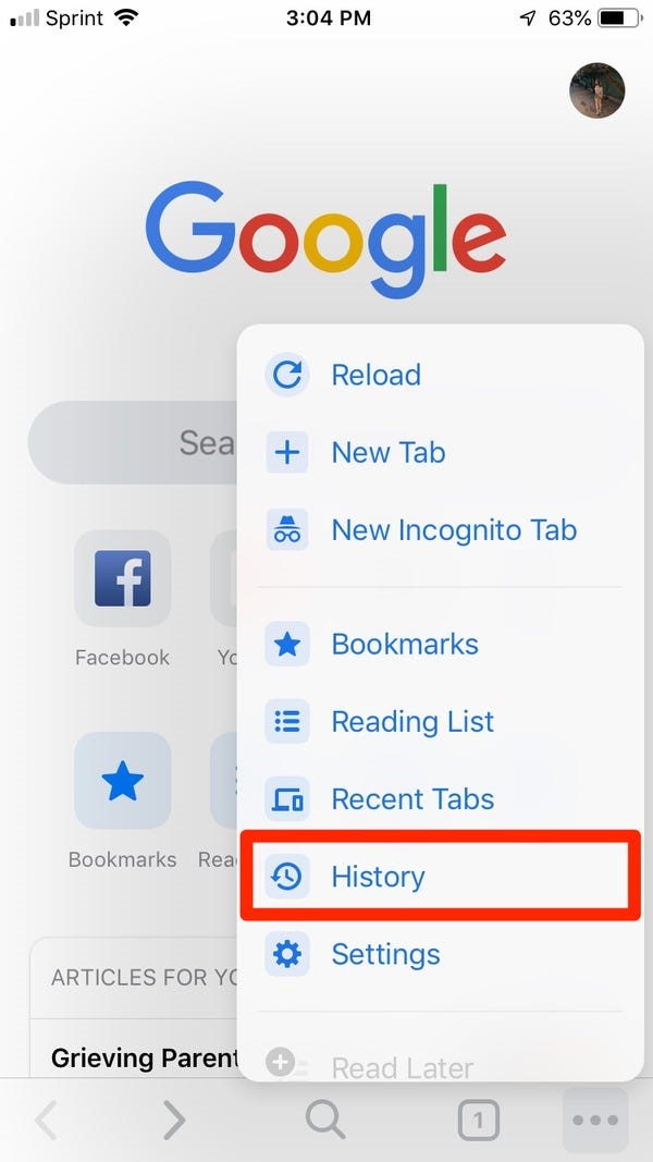 Search Your Browsing History on An iPhone