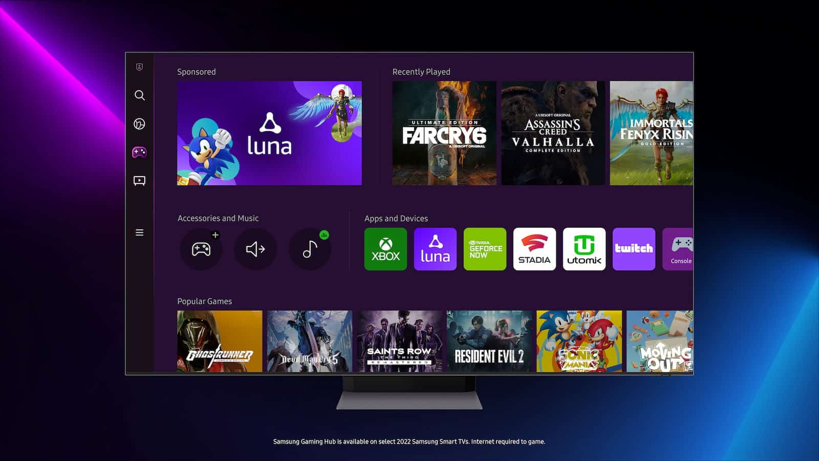 Samsung Gaming Hub adds Amazon Luna support today