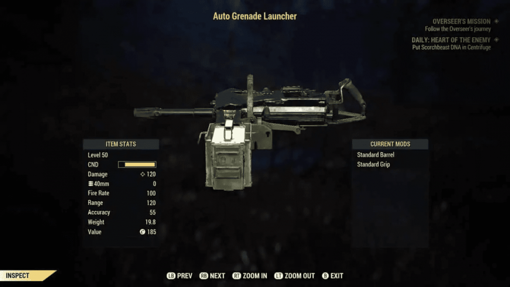 How to get the Automatic Grenade Launcher plans in Fallout 76.
